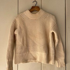 Everlane - Wool-Cashmere Waffle Square Crew Sweater - Cream (S)